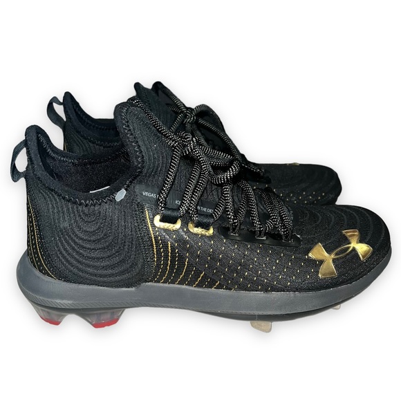 NEW Under Armour UA Harper 4 Low St Black / Gold Baseball Cleats Men’s Size 7 - Picture 4 of 9